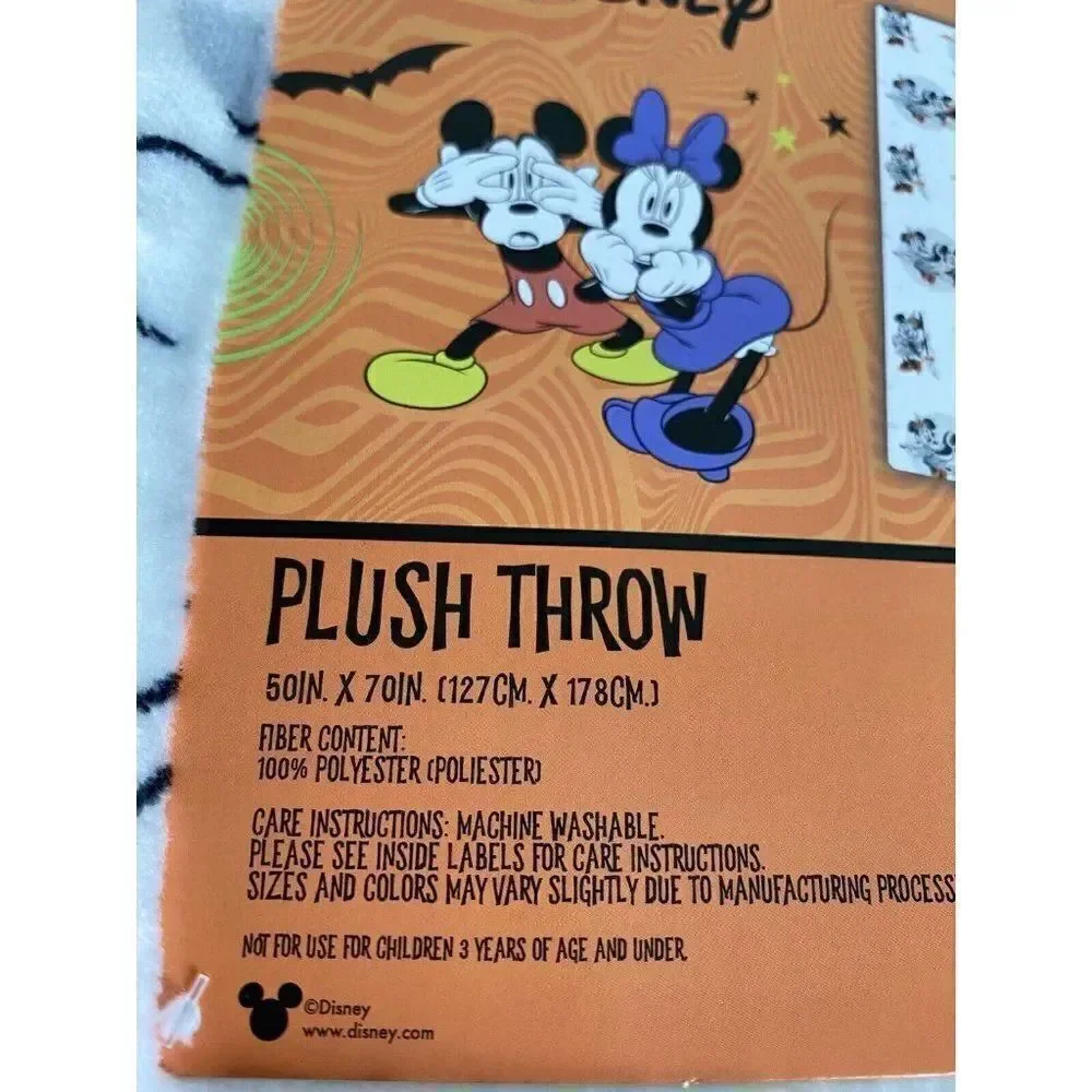 New Disney Mickey & Minnie Mouse Halloween Plush Throw‎ Blanket 50X70” NEW